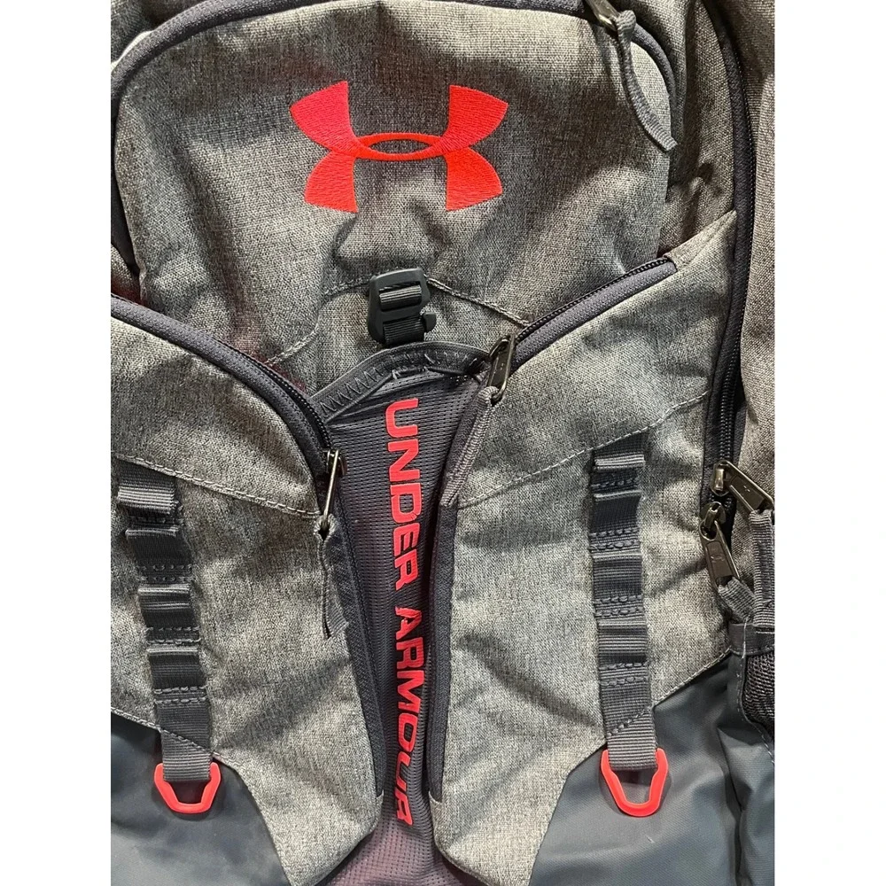 Under Armour Storm Backpack Grey Pink UA Logo Water Resistant Sport Bag